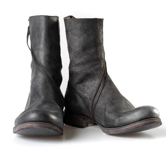 MA+ Maurizio Amadei Spiral Side Zip Boot S1G3Z Black Distressed Leather 8.5-9 39 - Picture 6 of 15